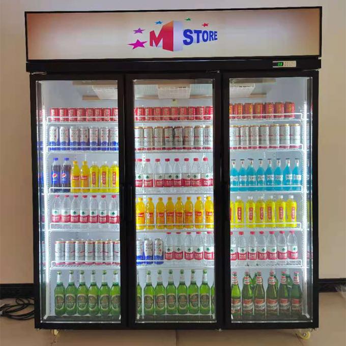 puerta de cristal del refrigerador tres comerciales verticales de la bebida 1500L 0